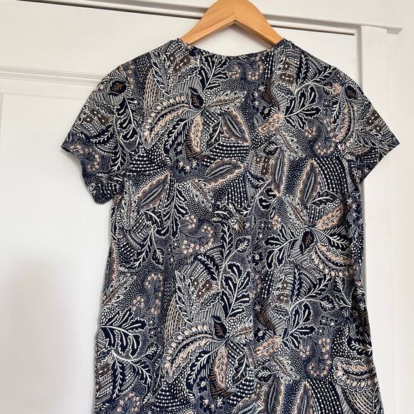 J. Jill Pure Jill Tropical Floral Short Sleeve Mini Dress Women’s Small Blue - Picture 4 of 6